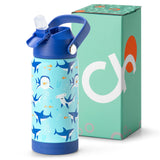 Cute Shark Blue Water Bottle 14Oz