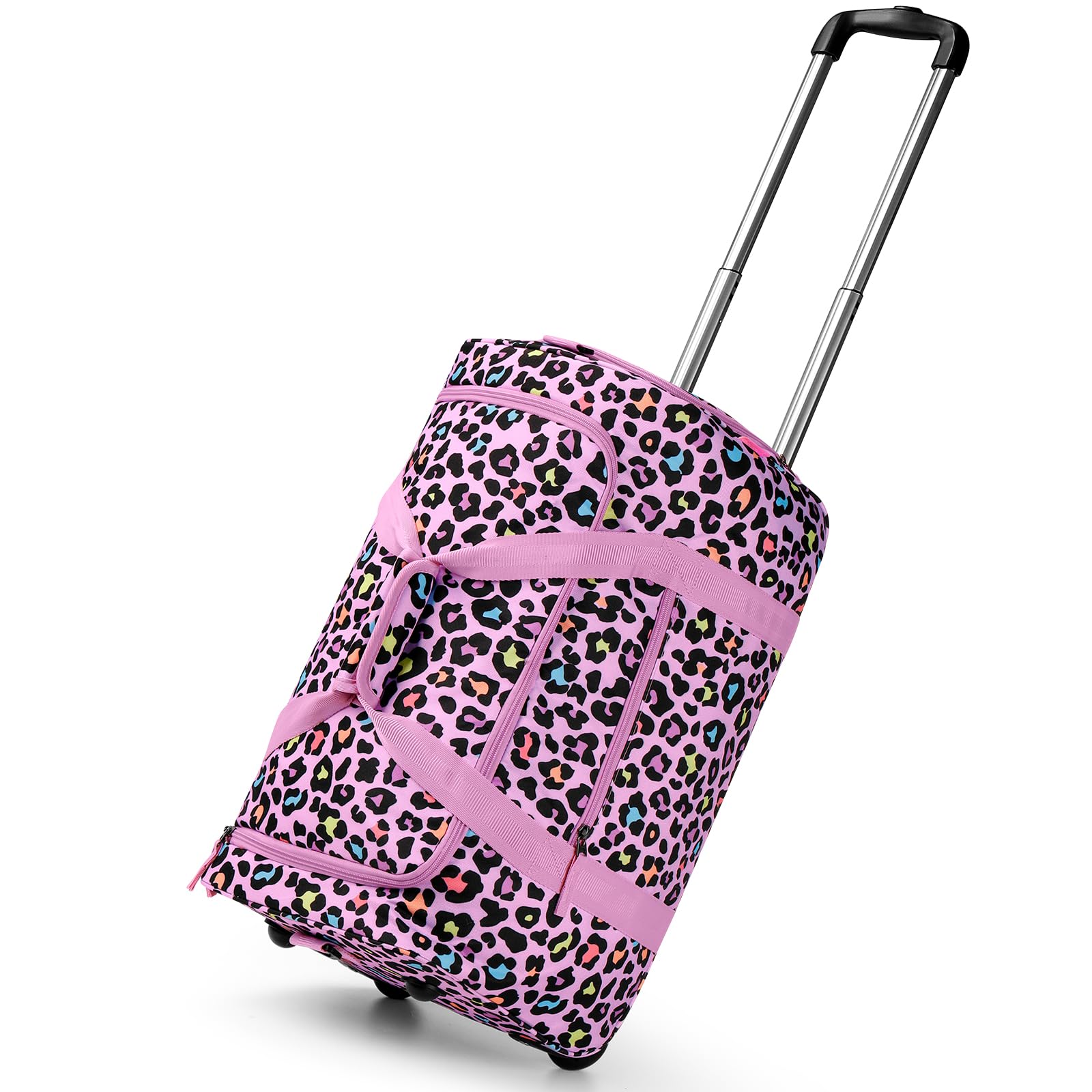 Leopard Pink Rolling Duffle Bag – chocomocha
