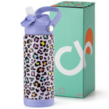 Leopard Purple Water Bottle 18Oz