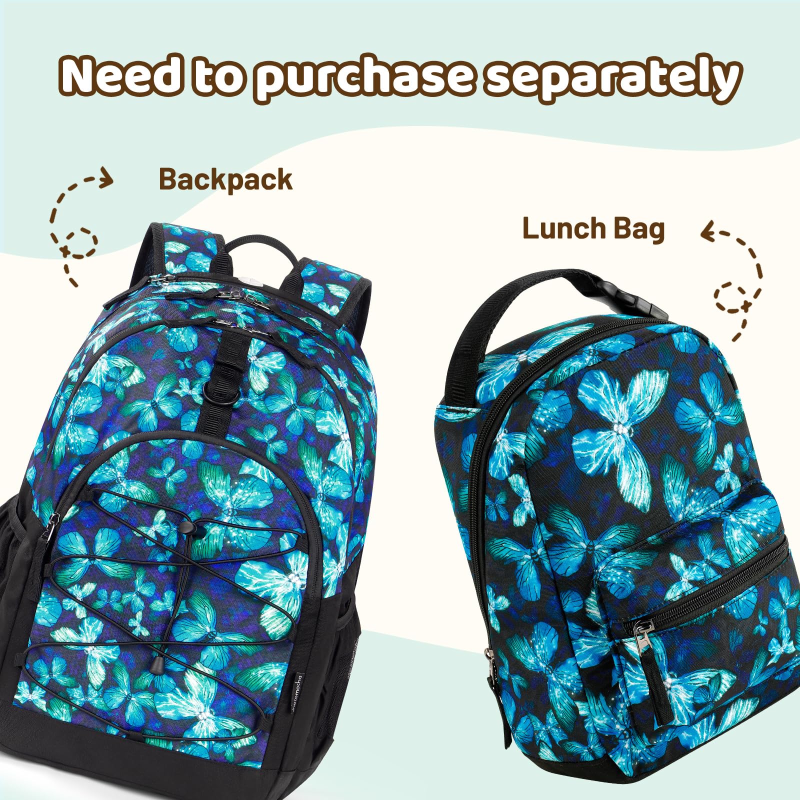 Butterfly Blue Portable Lunch Bag