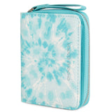 Blue Tie-Dye Leather Wallet Choco Mocha