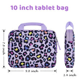 Choco Mocha 10 Inch Kids Tablet Sleeve Bag for Girls, Kids Tablet Carrying Case for Fire 7, Fire HD 8 Tablet, Kindle Kids Edition, iPad,Toddler Tablet Bag, Leopard Purple Choco Mocha