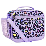 Choco Mocha Cheetah Kids Lunch Box for Girls Lunch Boxes for School Lunch Bag for Girls with Shoulder Strap for Toddler Preschool Kindergarten kids Purple Choco Mocha
