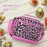 Choco Mocha Cheetah Lunch Box Kids Lunch Box for Girls Lunch Boxes for School Girls Leopard Lunchbox for Kids Lunch Bag for Girls with Shoulder Strap for Toddler Preschool Kindergarten Gift Pink Choco Mocha