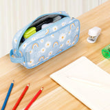 Choco Mocha Daisy Pencil Pouch for Kids Toddler Girls, Soft Zipper Small Pencil Case for Little Girls, Kids Rainbow Pencil Bag for Girls, Blue Choco Mocha