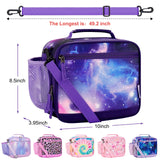 Choco Mocha Galaxy Kids Lunch Box for Girls Lunch Boxes for School Lunch Bag for Girls with Shoulder Strap for Toddler Preschool Kindergarten kids Purple Choco Mocha
