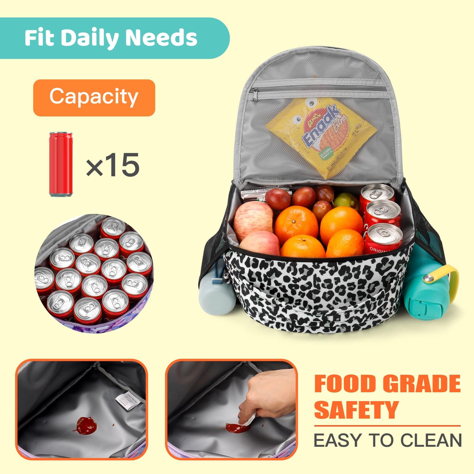 Choco Mocha Leopard Lunch Bag for Girls, Insulated Lunch Bag for Middle School Girls,Cheetah Print Preppy Lunch Box for Teen Girls Choco Mocha