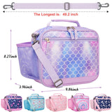Choco Mocha Mermaid Lunch Box Kids Lunch Box for Girls Lunch Boxes for School Girls Lunchbox for Kids Lunch Bag for Girls with Shoulder Strap for Toddler Preschool Kindergarten Purple Choco Mocha