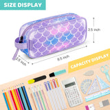 Choco Mocha Mermaid Pencil Pouch for Kids Toddler Girls, Soft Zipper Small Pencil Case for Little Girls, Kids Pencil Bag for Girls, Purple Choco Mocha