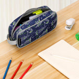 Choco Mocha Space Pencil Case for Boys Toddler, Soft Zipper Small Pencil Pouch for Little Boys, Kids Pencil Bag for Boys, Plane Navy Choco Mocha