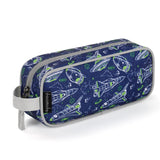 Choco Mocha Space Pencil Case for Boys Toddler, Soft Zipper Small Pencil Pouch for Little Boys, Kids Pencil Bag for Boys, Plane Navy Choco Mocha
