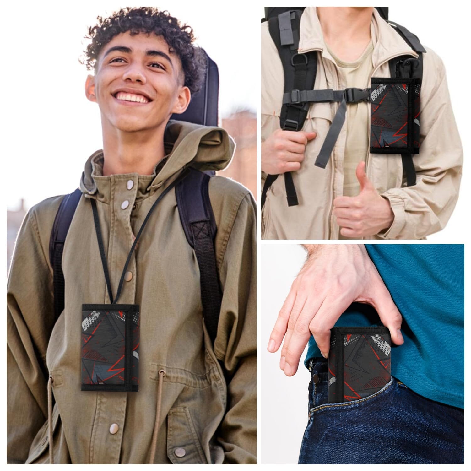 Geometry Black Red Wallet Boys Wallets Choco Mocha