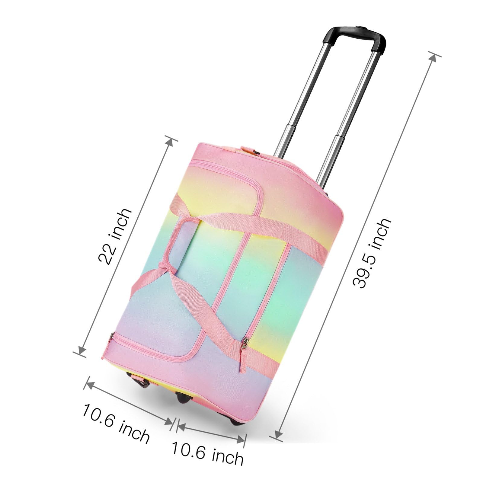 Gradient Pink Rolling Duffle Bag