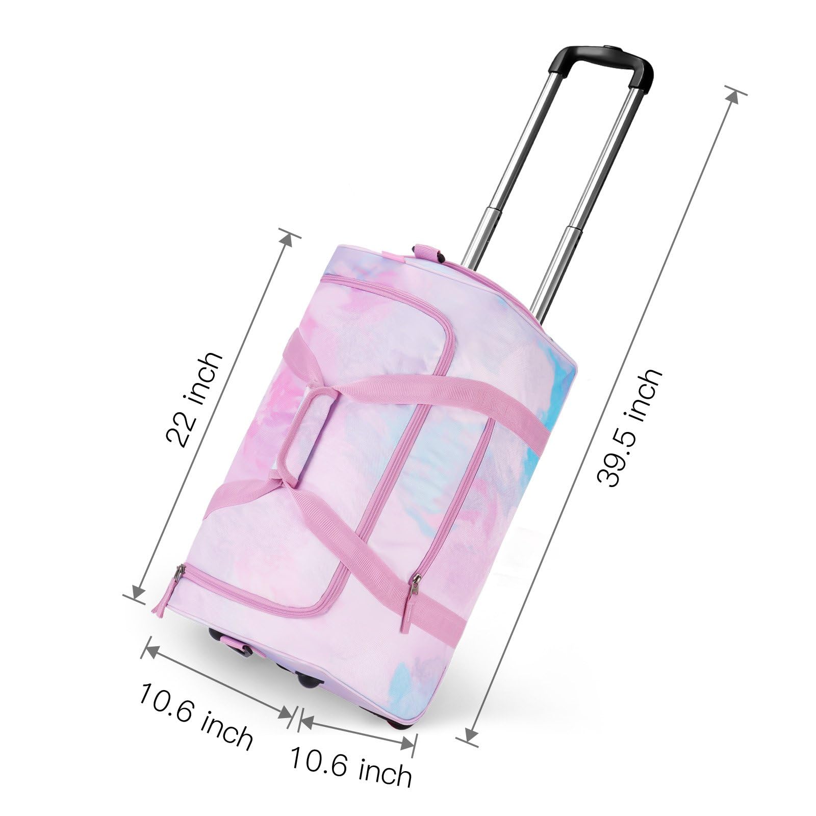 Fade Pink Rolling Duffle Bag