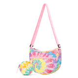 Tie Dye Swirl Rainbows Moon Crossbody Purse