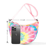 Tie Dye Swirl Rainbows Moon Crossbody Purse