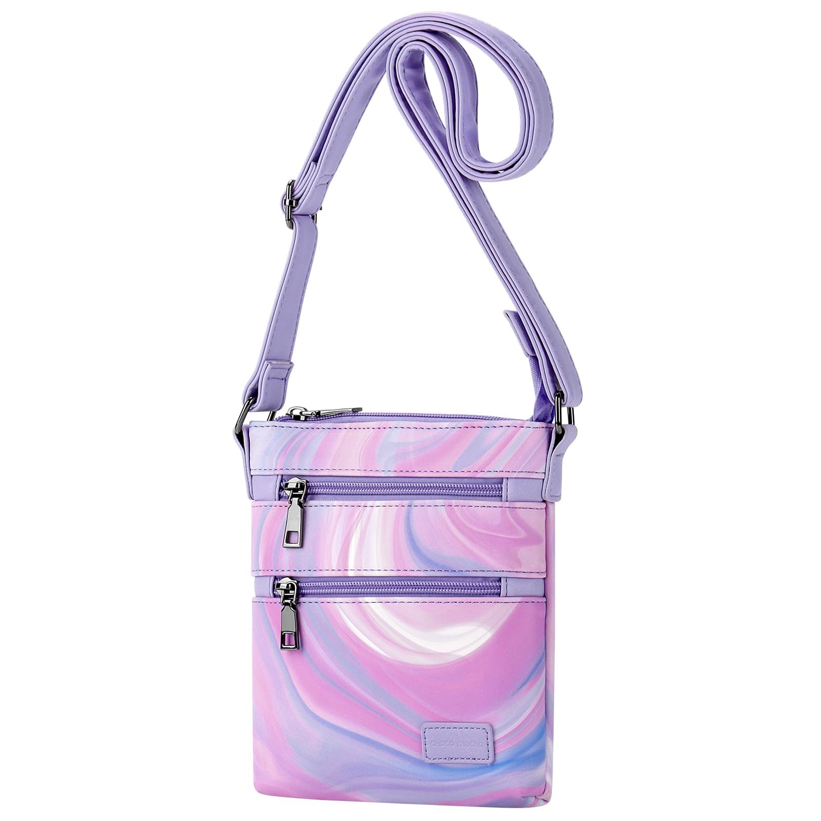 Fluid Colorful Purple Leather Crossbody Purse