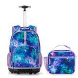 Galaxy Purple Kids Rolling Backpack Set