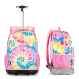 Tie Dye Swirl Rainbows Kids Rolling Backpack Set