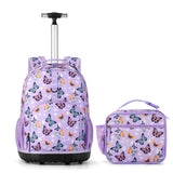 Butterfly Purple Kids Rolling Backpack Set