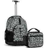 Leopard Black Teens Rolling Backpack Set