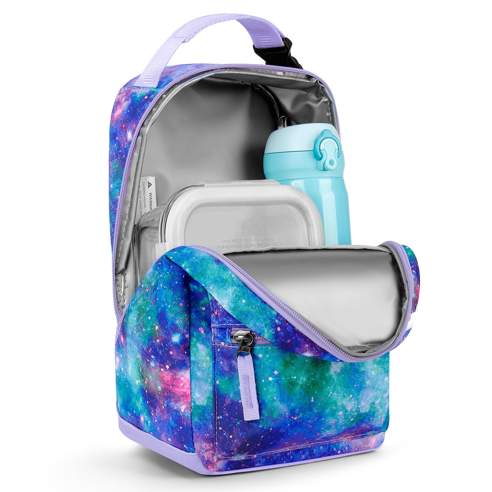 Galaxy Purple Green Portable Lunch Bag
