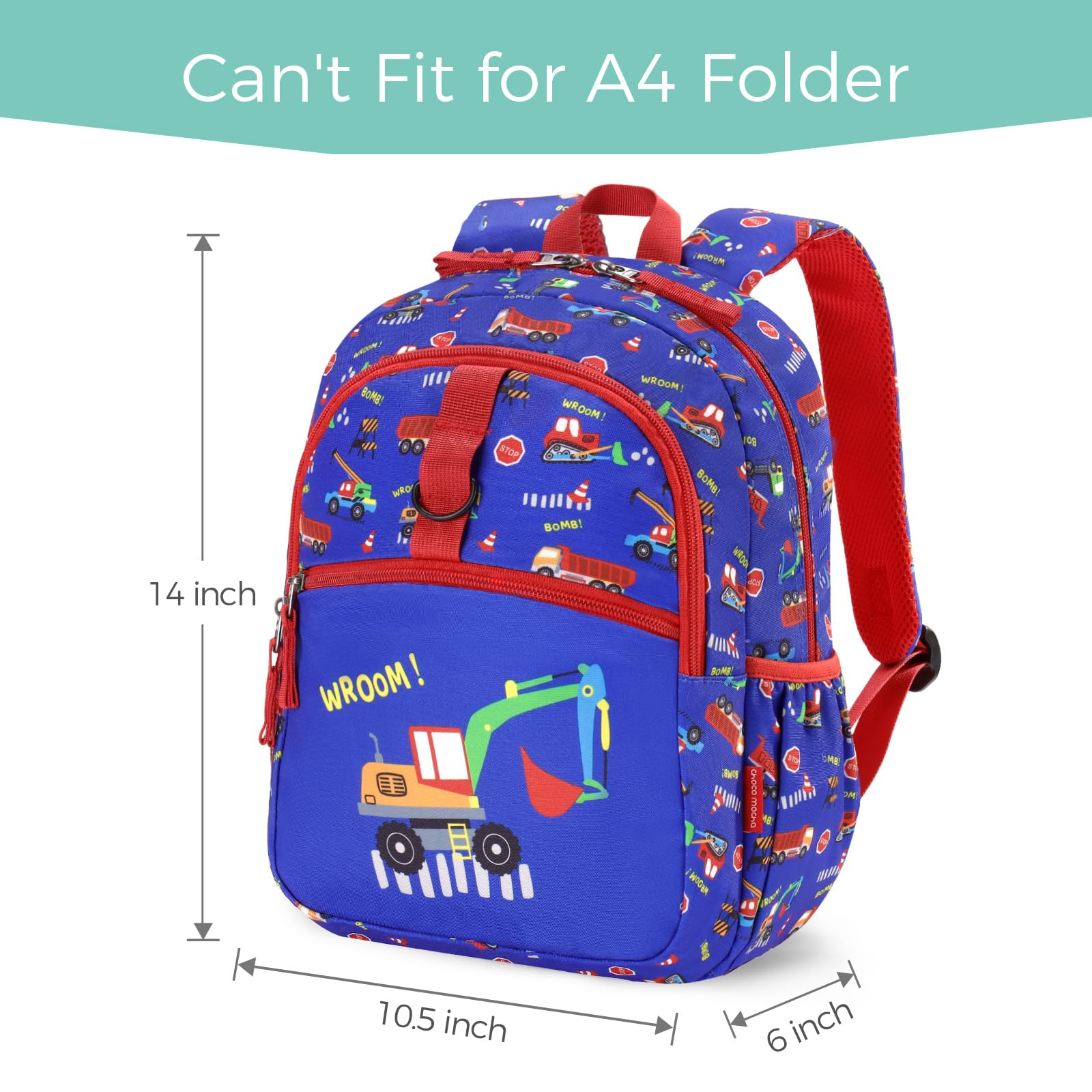 Truck Blue Toddler Backpack 12 Inch