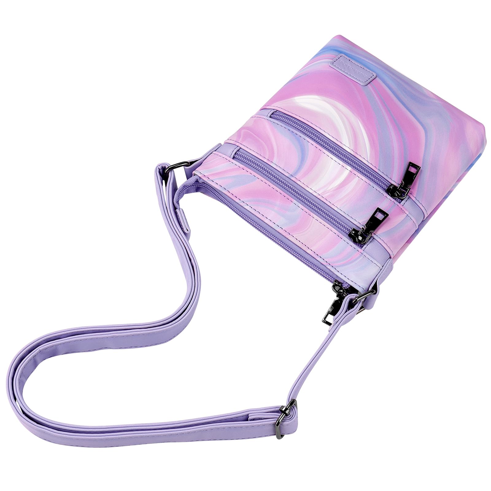 Fluid Colorful Purple Leather Crossbody Purse