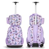 Butterfly Purple Kids Rolling Backpack Set