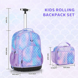 Mermaid Purple Kids Rolling Backpack Set