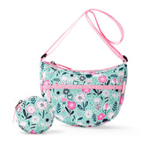 Floral Green Moon Crossbody Purse