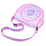 Tie Dye Swirl Purple Saddle Crossbody Purse