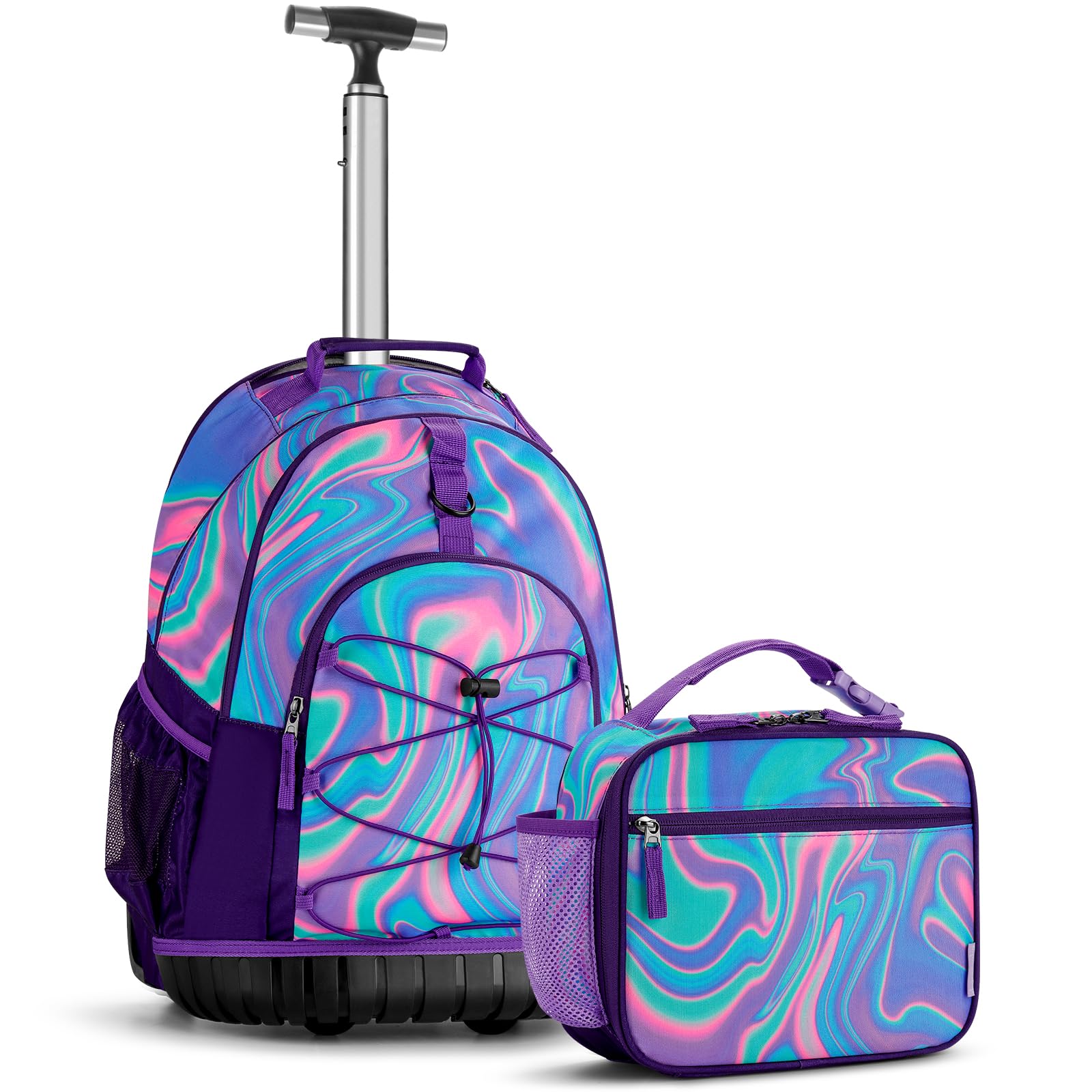 Laser Fluid Purple Teens Rolling Backpack Set