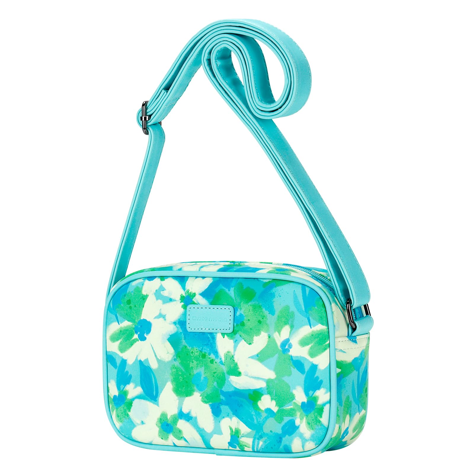 Floral Teal Leather Crossbody Bags