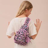 Leopard Pink Sling Crossbody Purse