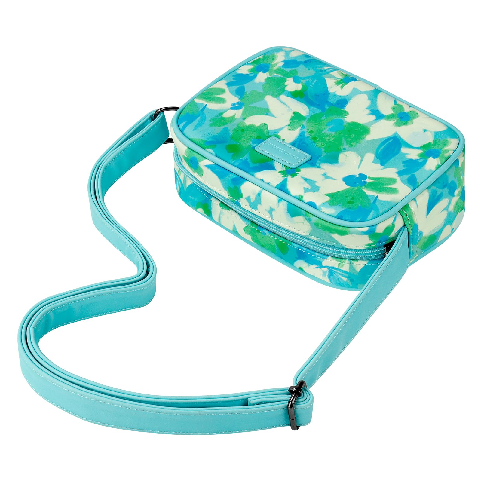 Floral Teal Leather Crossbody Bags