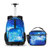 Galaxy Blue Kids Rolling Backpack Set