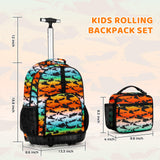 Shark Gradient Orange Kids Rolling Backpack Set