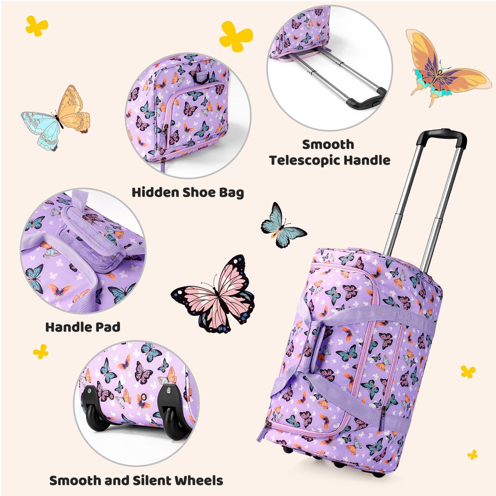 Fade Pink Rolling Duffle Bag