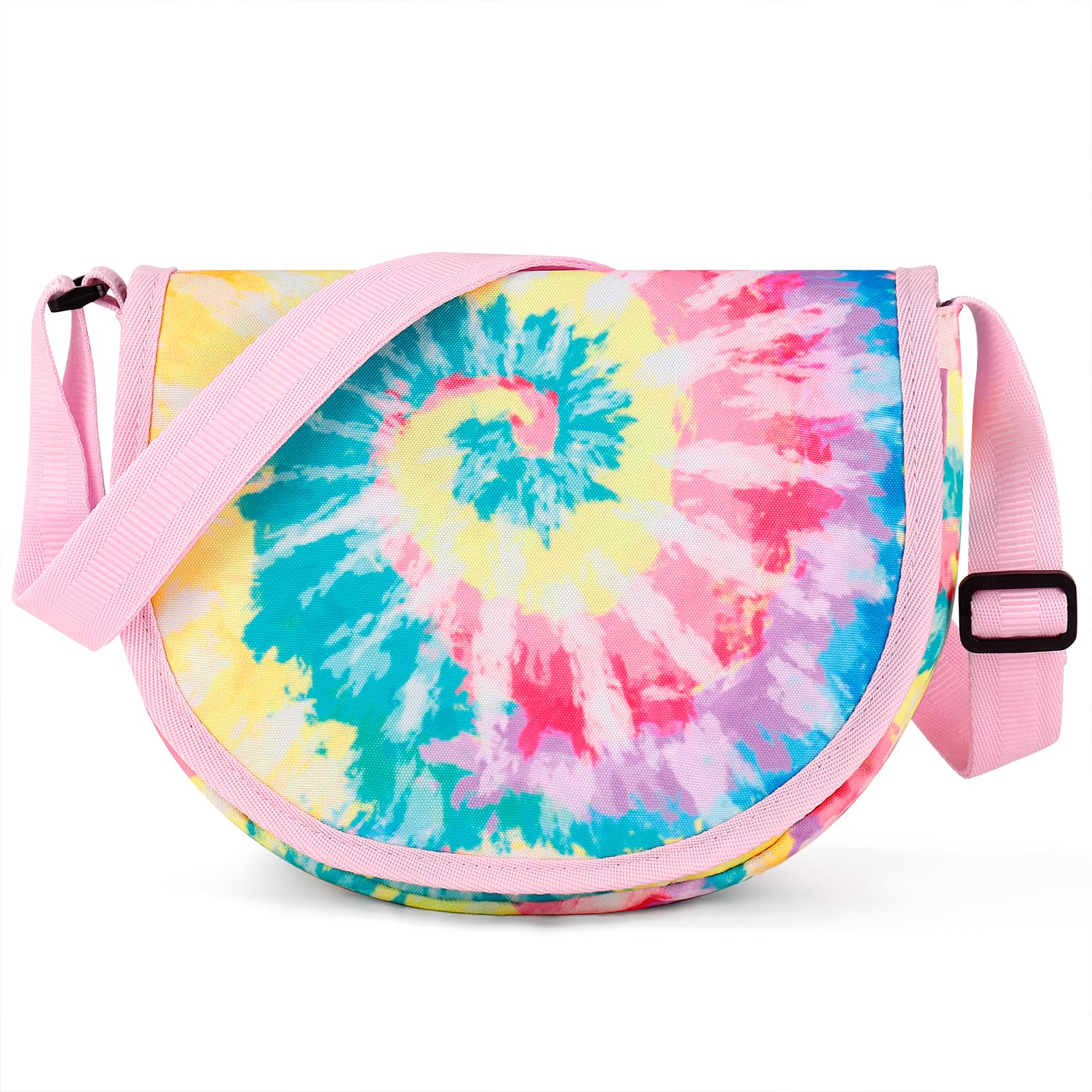 Tie Dye Swirl Rainbows Saddle Crossbody Purse
