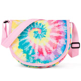 Tie Dye Swirl Rainbows Saddle Crossbody Purse