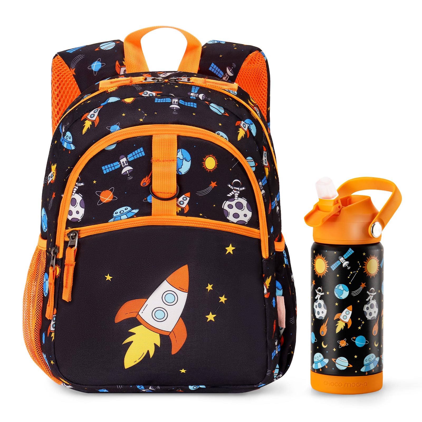 Space Orange Toddler Backpack 12 Inch