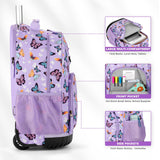 Butterfly Purple Kids Rolling Backpack Set