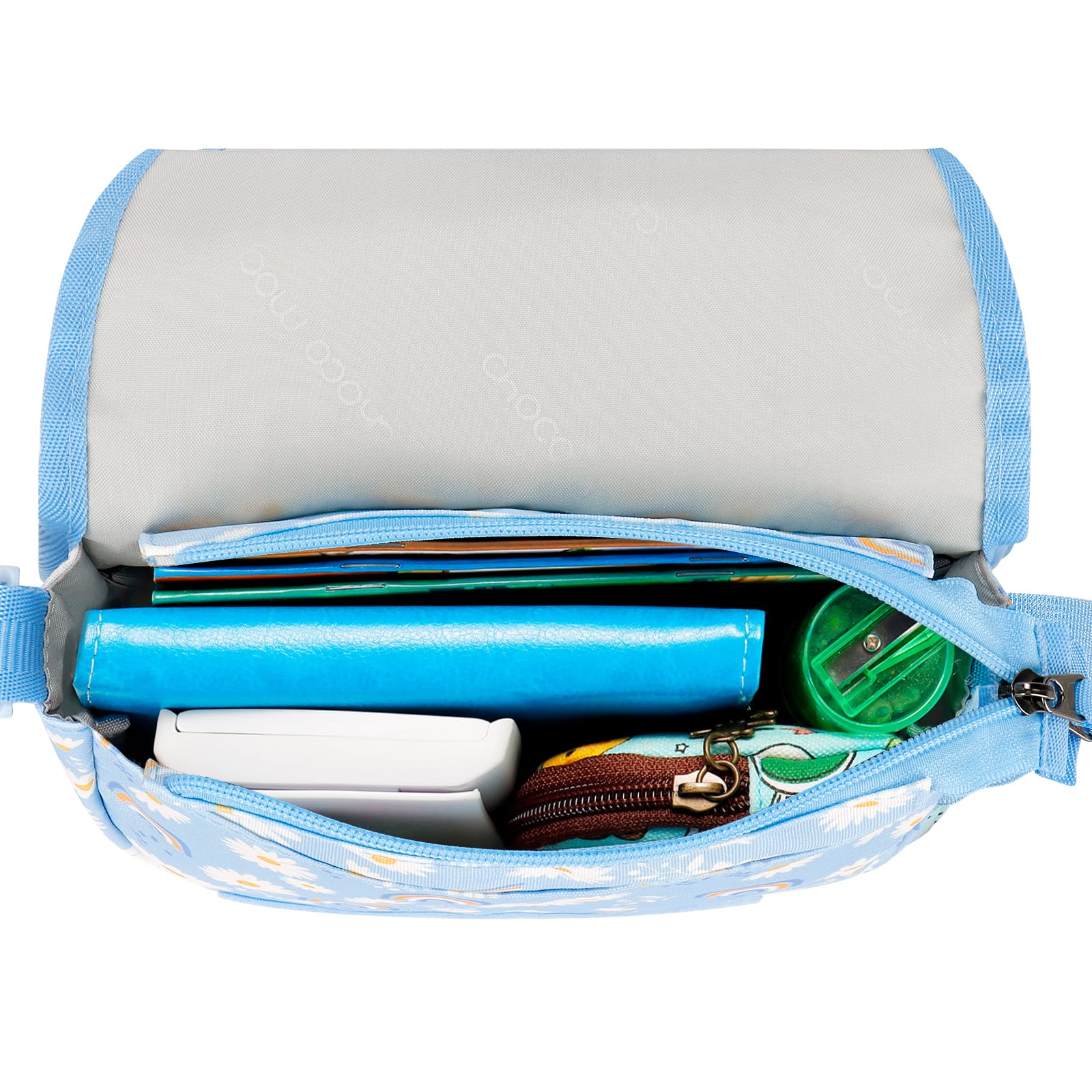 Daisy Blue Saddle Crossbody Purse