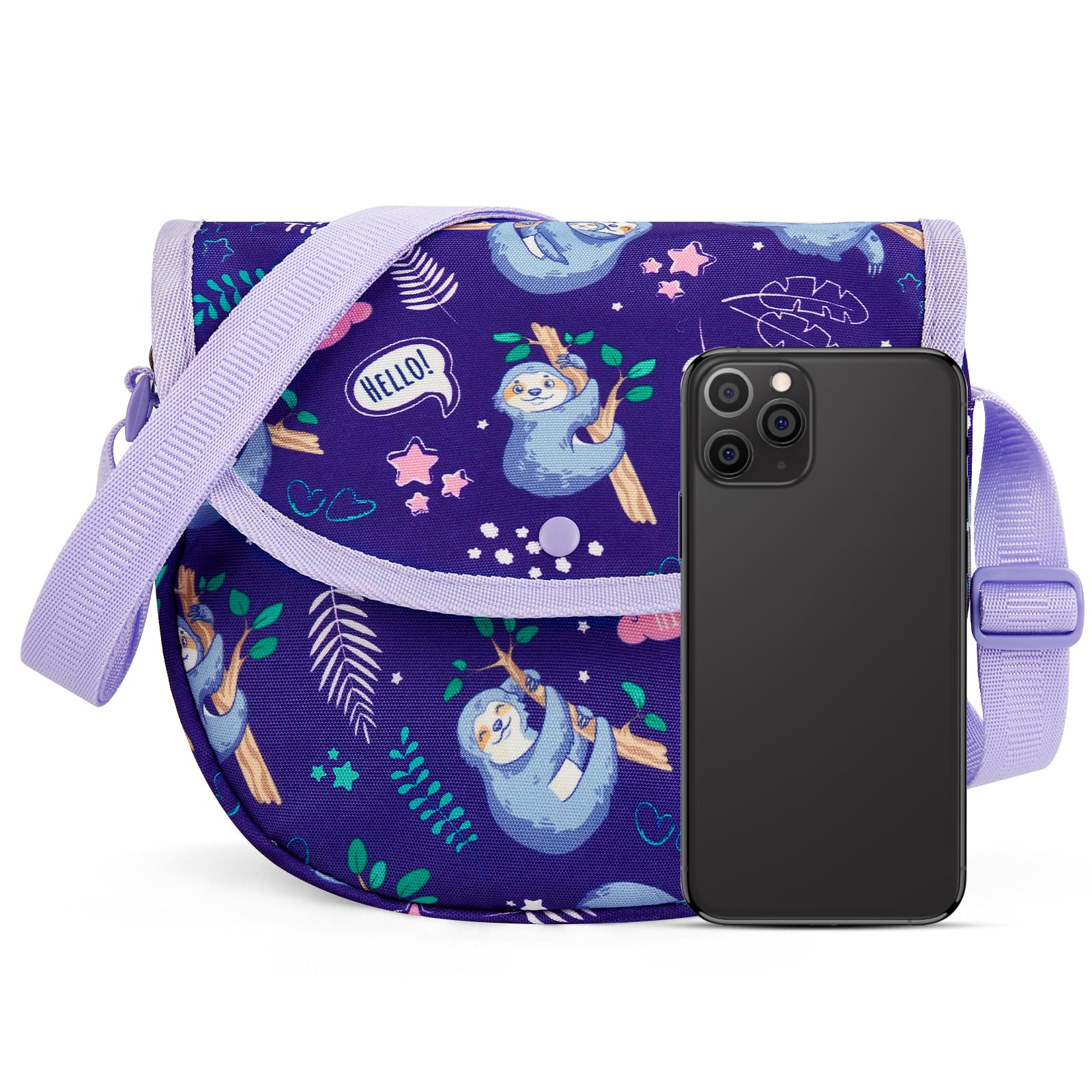 Sloth Purple Saddle Crossbody Purse