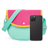 Pink & Green Saddle Crossbody Purse