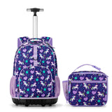 Unicorn Purple Kids Rolling Backpack Set