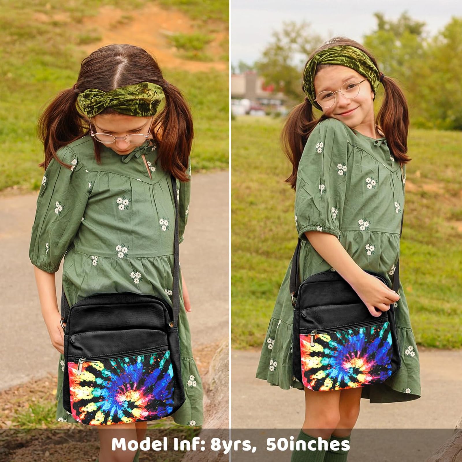 Tie Dye Swirl Black Crossbody Purse