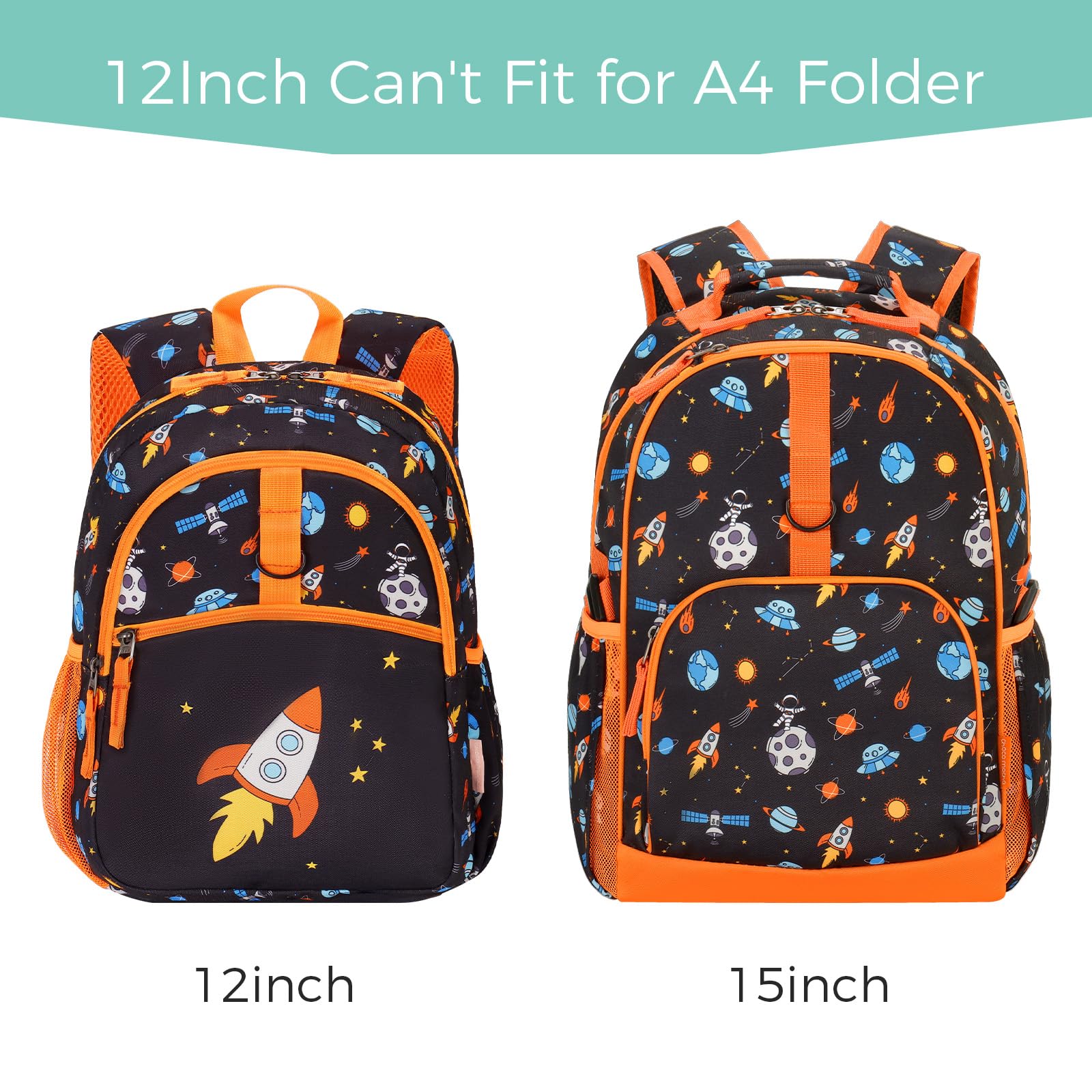 Space Orange Toddler Backpack 12 Inch