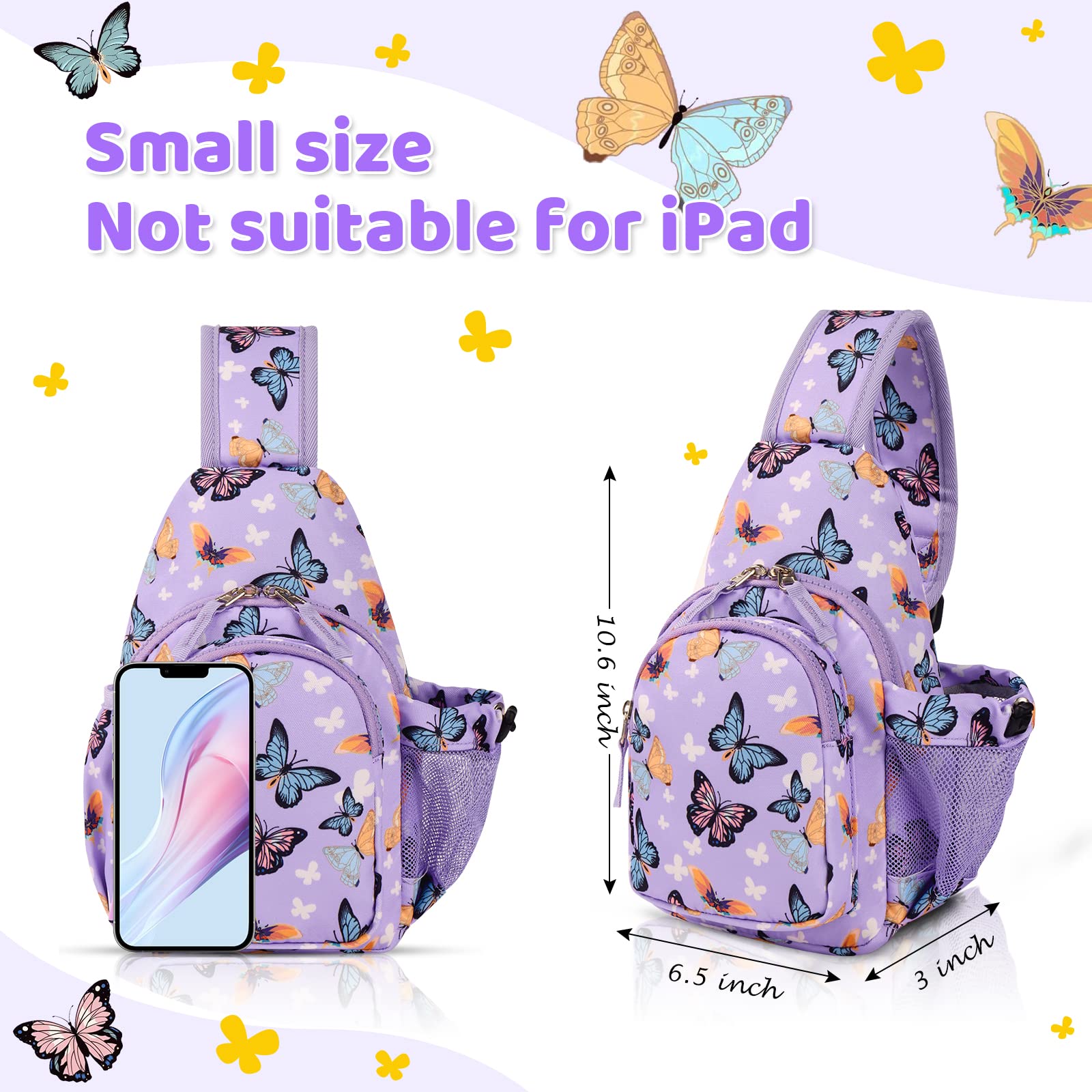 Butterfly Purple Sling Crossbody Purse